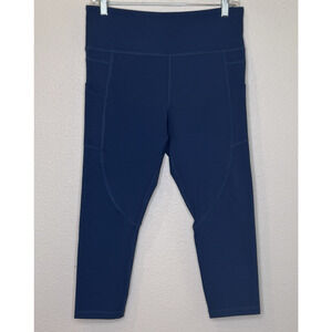 Zyia Active Cropped Workout Leggings Womens Size 12 Blue High Rise Side Pockets